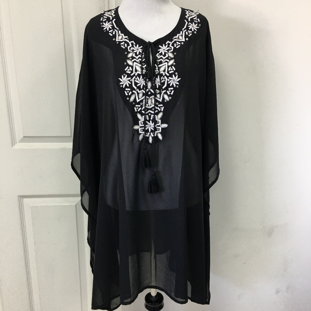 Miraclesuit Black Beaded Coverup See Through